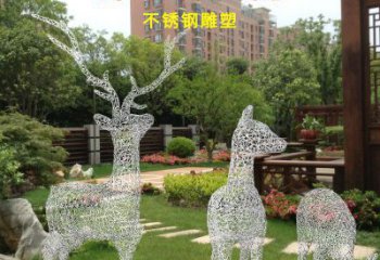 抽象梅花鹿雕塑展品，小區(qū)雕塑，鏤空梅花鹿雕塑制作