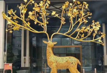 公共梅花鹿雕塑訂做，城市裝飾，庭院鏤空梅花鹿雕塑展品