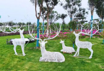 金屬小鹿雕塑制作，陸地擺件，鏤空小鹿雕塑制造商