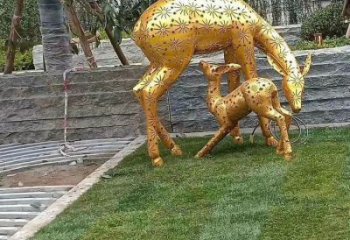 小鹿雕塑展品，透雕工藝，戶外鏤空小鹿雕塑精品