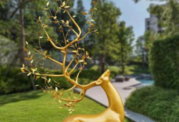 金屬梅花鹿雕塑制造，公園雕塑，仿真梅花鹿雕塑展品
