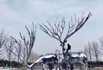 梅花鹿雕塑通用，陸地?cái)[件，鏡面工藝梅花鹿雕塑點(diǎn)擊