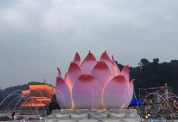 蓮花噴泉雕塑，水景藝術(shù)小品，水秀蓮花雕塑廠家