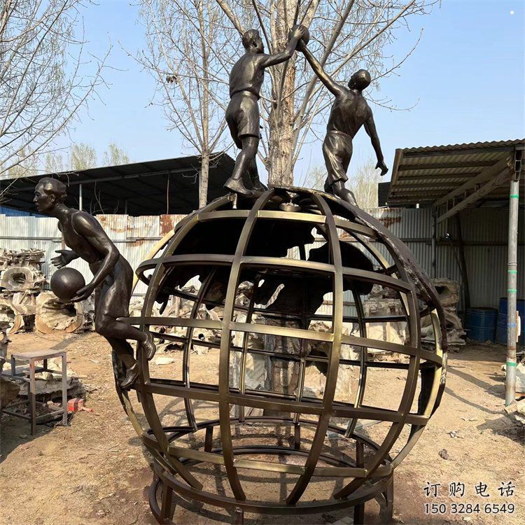 地球儀雕塑系列，城市裝飾，烤漆地球儀人物雕塑優(yōu)選