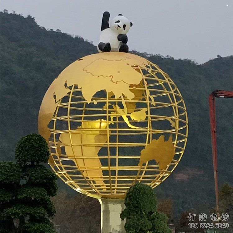 地球儀雕塑常用，鋼管組合，景觀烤漆地球儀雕塑生產