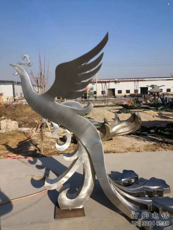 鳳凰雕塑精選，街頭藝術(shù)，公園不銹鋼鳳凰雕塑廠家