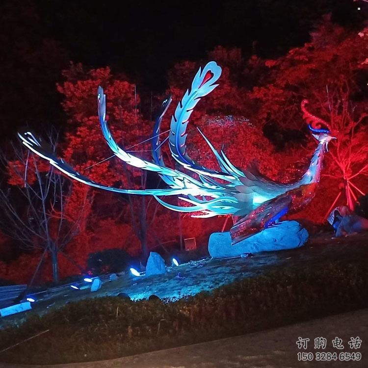 鳳凰雕塑選用，多彩藝術(shù)，發(fā)光鳳凰雕塑廠家展品