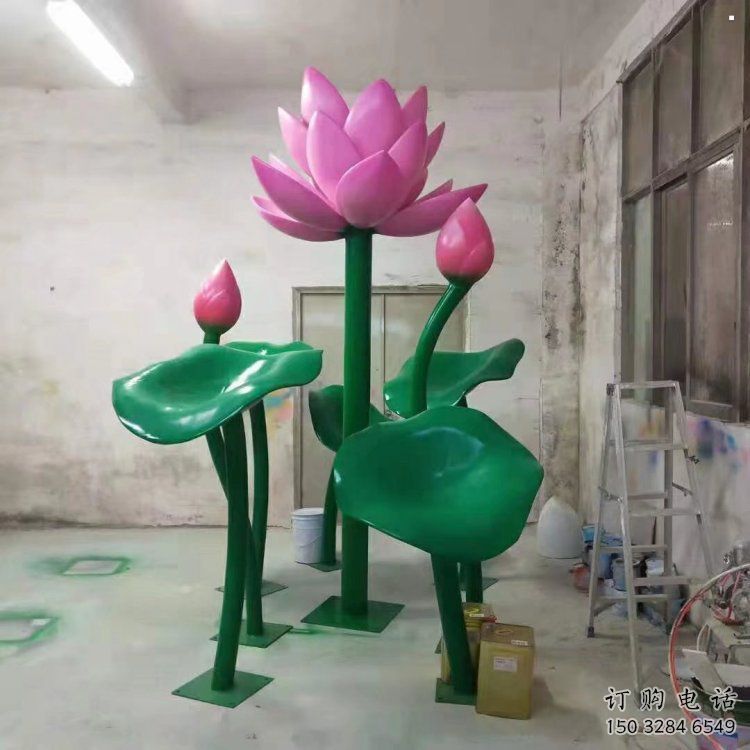 荷花雕塑觀賞型，露天雕塑，不銹鋼荷花雕塑訂做