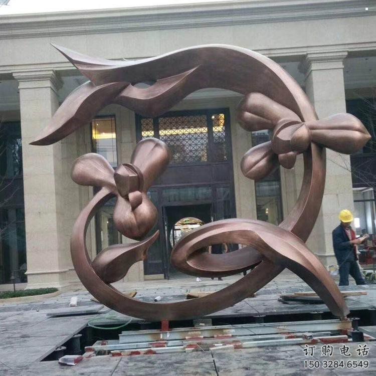 蘭花雕塑工程供應(yīng)，美陳雕塑，鑄銅蘭花花朵雕塑廠家