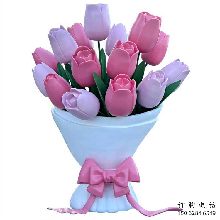 花朵雕塑生產(chǎn)，美陳組合，仿真郁金香花朵雕塑廠家