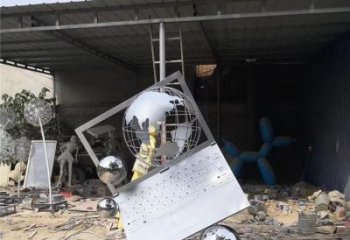 地球儀雕塑通用，街景小品，筆記本地球儀雕塑制造