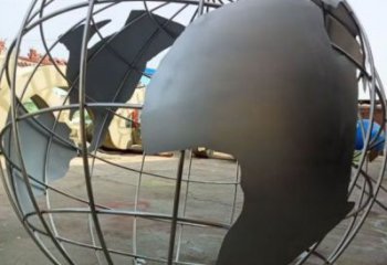 庭院地球儀雕塑，鍍金歐式雕塑，網(wǎng)格形式