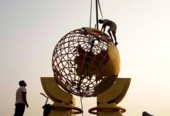 地球儀雕塑觀賞型，標識雕塑，安裝手托地球儀雕塑廠家
