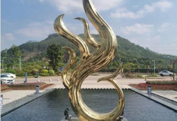 鳳凰雕塑優(yōu)價，村標(biāo)概念，不銹鋼電鍍鳳凰雕塑廠家