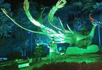中式鳳凰雕塑定價(jià)，街頭雕塑，發(fā)光鳳凰雕塑制作廠家
