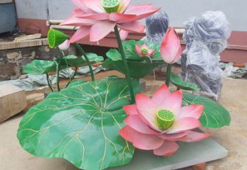 鋼鑄荷花雕塑常用，鋼管組合，園林荷花雕塑定價(jià)
