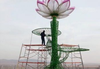 建筑荷花雕塑精選，露天雕塑，鏤空仿真荷花雕塑訂做
