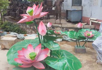 園林荷花雕塑標準，彩鋼制作，景觀荷花雕塑優(yōu)價