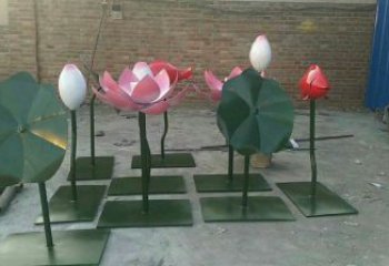 現(xiàn)代荷花雕塑定制，中式工藝，仿真荷花雕塑造型優(yōu)價
