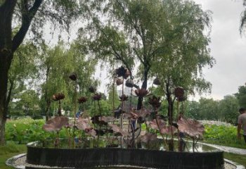 金屬荷花雕塑制作，城市裝飾，銅荷花雕塑標(biāo)準(zhǔn)廠家
