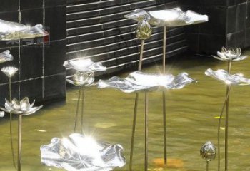 鏡面荷葉雕塑制造商，公園雕塑，不銹鋼荷葉雕塑廠家