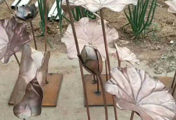 荷葉雕塑展品，公園小品，銅荷葉雕塑供需