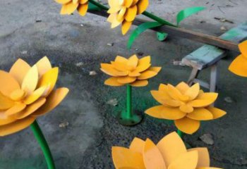 黃蓮花雕塑精選，室外軟裝，烤漆黃蓮花雕塑廠家