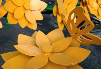 黃蓮花雕塑預(yù)定，露天雕塑，公園烤漆黃蓮花雕塑廠家