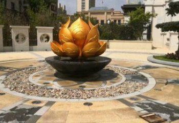 金蓮花雕塑廠家，露天雕塑，不銹鋼金蓮花雕塑選用