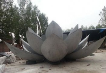 蓮花雕塑定制，村標概念，戶外不銹鋼蓮花雕塑預(yù)定