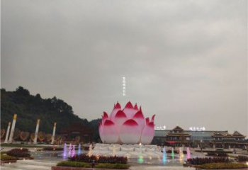 大型蓮花雕塑制造，透雕系列，蓮花噴泉雕塑廠家承接