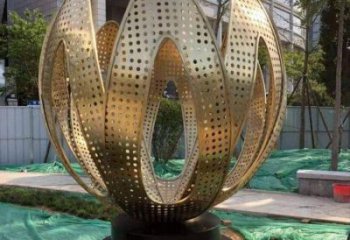 鏤空蓮花雕塑制作，市標(biāo)雕塑，燈光蓮花雕塑常用