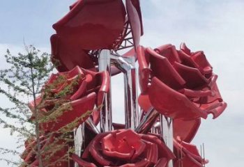 玫瑰花雕塑展品，標(biāo)識雕塑，不銹鋼玫瑰花雕塑選用