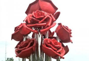 玫瑰花雕塑指用，小區(qū)擺件，不銹鋼玫瑰花雕塑制作