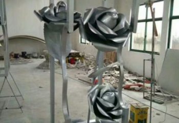 月季花雕塑制作，美陳雕塑，不銹鋼月季花雕塑定制廠家