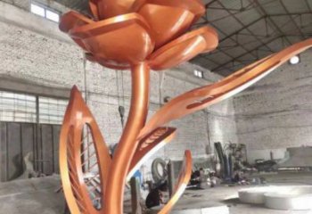 月季花雕塑常用，街道標(biāo)識(shí)，廣場(chǎng)不銹鋼月季花雕塑常用