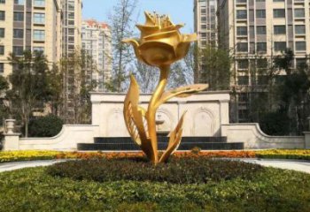 月季花雕塑訂做，彩鋼制作，不銹鋼月季花雕塑優(yōu)選