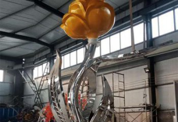 月季花雕塑公司，街頭藝術(shù)，景觀不銹鋼月季花雕塑精選