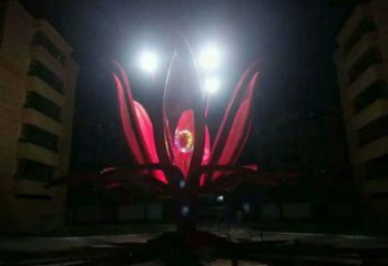 燈光花朵雕塑常用，公園小品，燈光茶花雕塑生產(chǎn)商