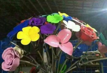 烤漆花朵雕塑廠家，現(xiàn)代美陳元素，花卉景觀類