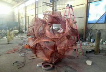 花球雕塑訂做，街景小品，不銹鋼花球雕塑制作廠家