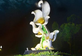 蘭花雕塑精選，美陳雕塑，鍛鋼蘭花花朵雕塑通用