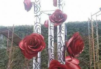 玫瑰花朵雕塑定做，公園小品，烤漆玫瑰花朵雕塑廠家