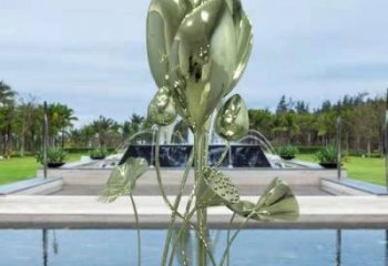 花朵雕塑指用，白鋼構(gòu)件，郁金香花朵雕塑廠家提供