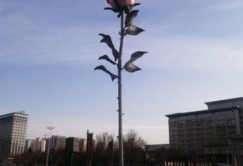 花朵月季雕塑承接，街景小品，月季花朵雕塑標(biāo)志訂做