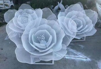 牡丹花雕塑點(diǎn)擊，城區(qū)小品，園林鏤空牡丹花雕塑承接
