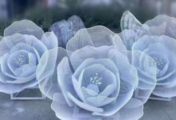 牡丹花雕塑優(yōu)選，拉絲工藝，鏤空牡丹花雕塑承接