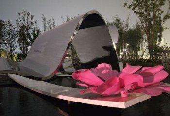 牡丹花雕塑工廠，街景小品，不銹鋼牡丹花雕塑廠常用