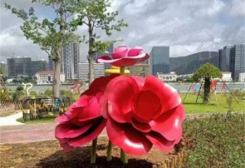 制造牡丹花雕塑廠家，地標(biāo)擺件，烤漆不銹鋼牡丹花雕塑精選