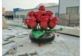 仿真牡丹花雕塑廠家，小區(qū)雕塑，牡丹花花朵雕塑制作